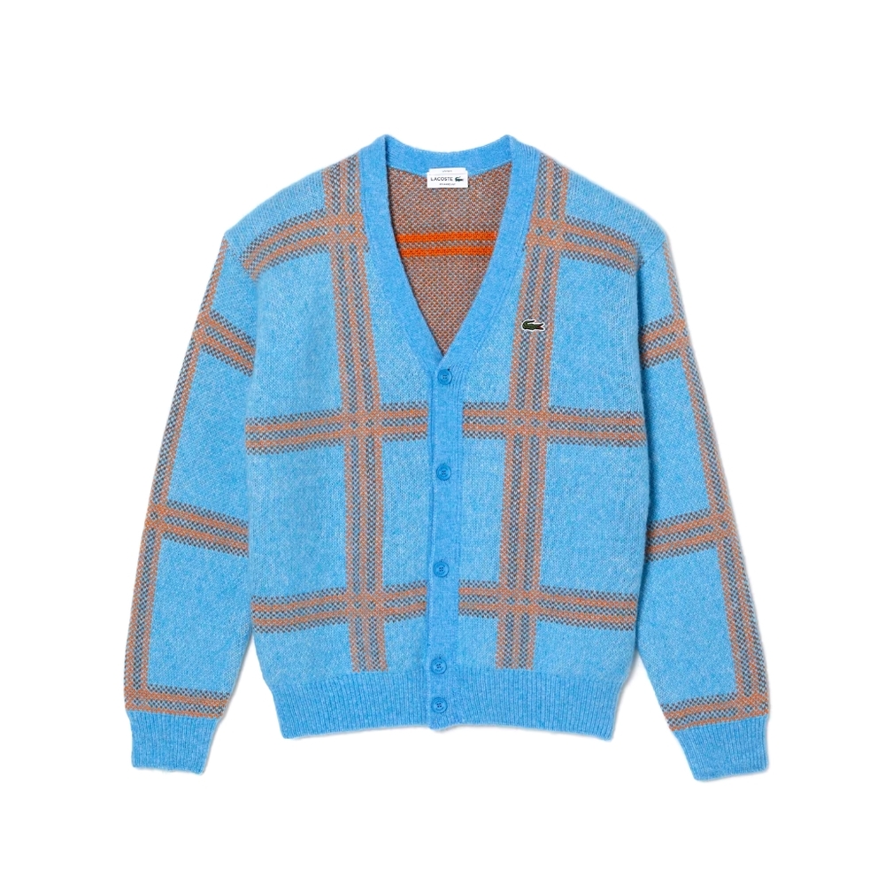 UNISEX TARTAN PATTERN WOOL CARDIGAN